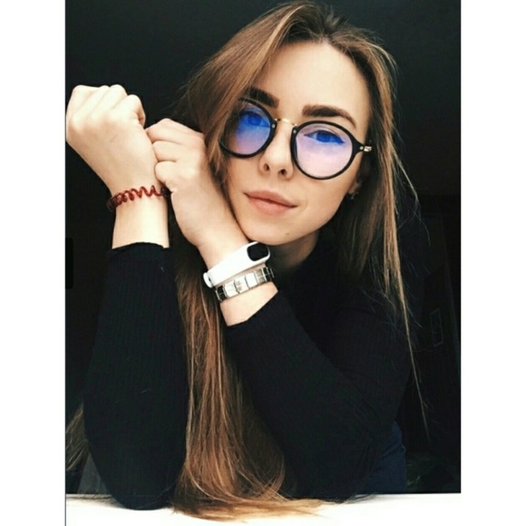 Matte Black & Gold Purple Tint Glasses - Picture 2 of 7